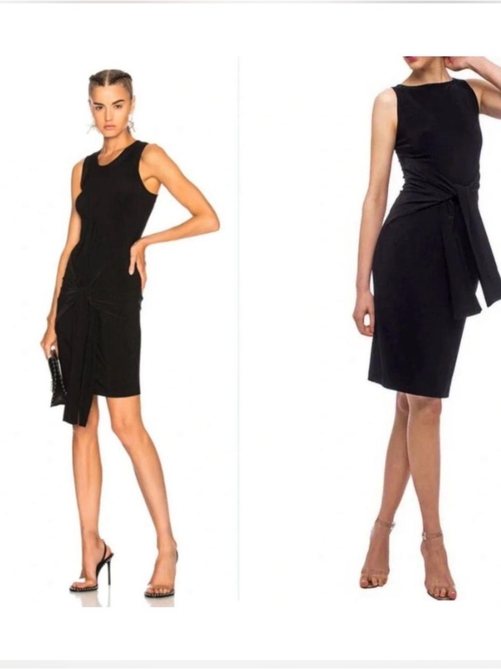 Norma Kamala Sleeveless Black Tie-Waist Midi Dress Work Dresses